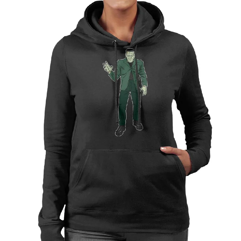 Frankenstein Monster Pose Illustration Women's Hooded Sweatshirt Hoodie with Hem Patch Decorative Personalized