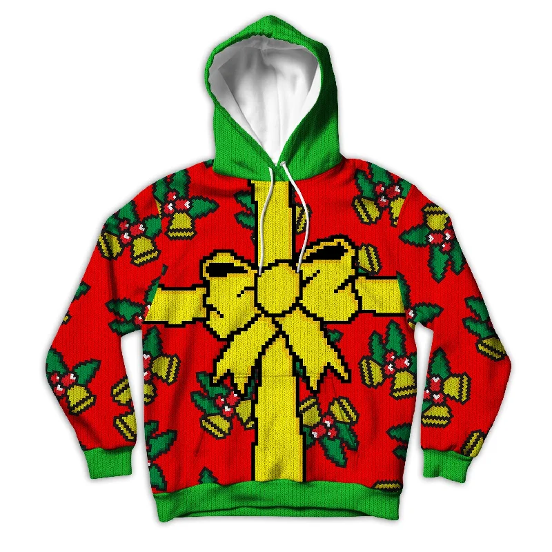 Gift Wrap Ugly Unisex Hoodie Hoodie with Hem Drawcord Adjustable Customizable