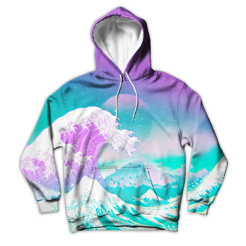 Great Wave Vaporwave Unisex Hoodie Hoodie with Strings Custom Fit Adjustable