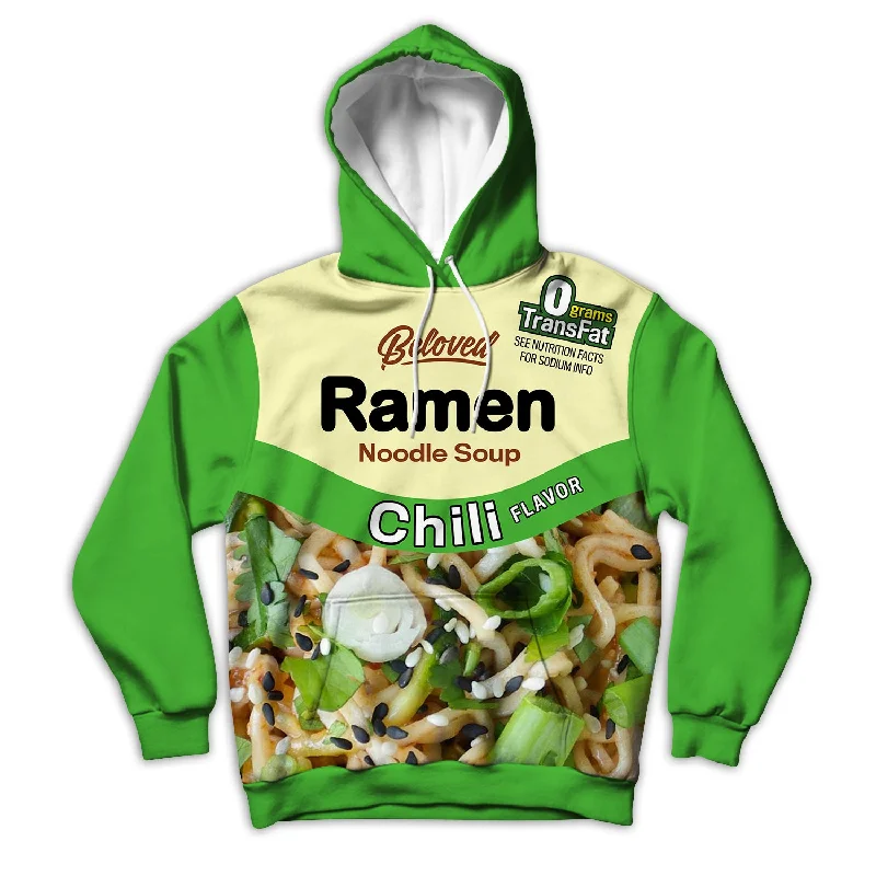 Green Chili Ramen Unisex Hoodie Hoodie with Hem Drawcord Adjustable Customizable