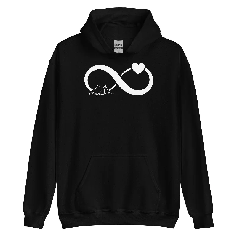 Infinity Heart and Camping 1 - Unisex Hoodie Hoodie with Raw Hem Edgy Unfinished