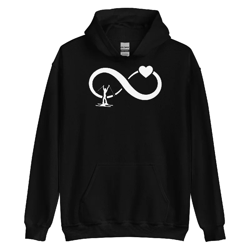Infinity Heart and Skiing 1 - Unisex Hoodie Hoodie with Drawstring Waist Adjustable Fitted