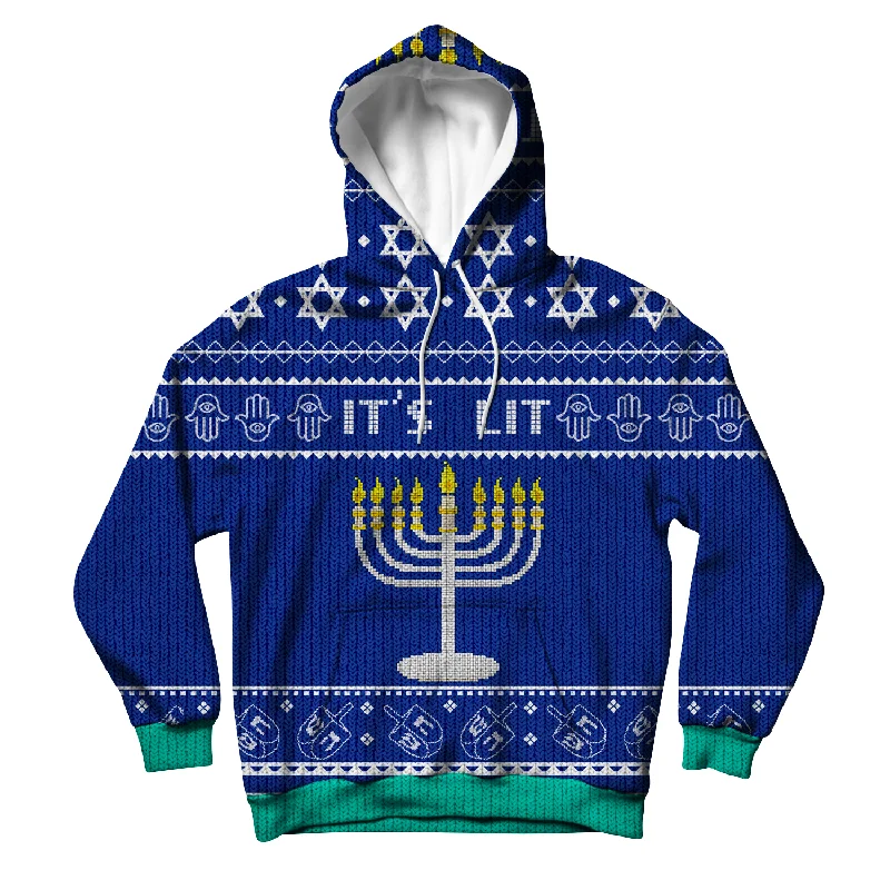 It's Lit Unisex Hoodie Hoodie with Mock Neck Collared Structured