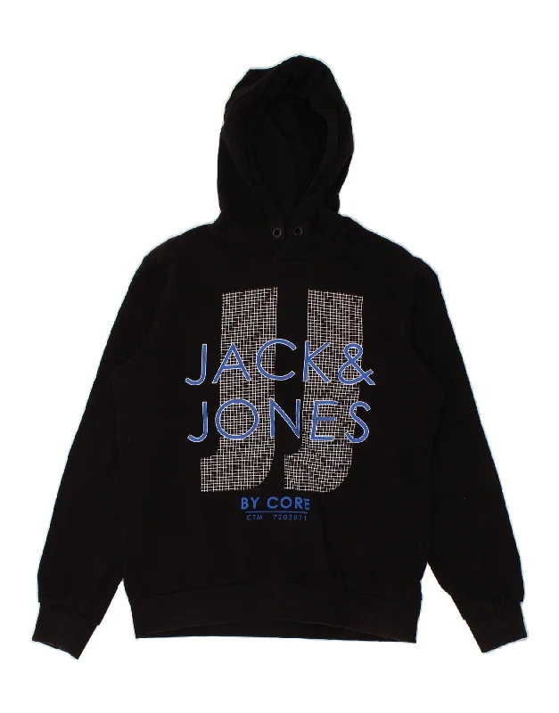 JACK & JONES Mens Graphic Hoodie Jumper Large Black Cotton Hoodie with Slim Fit Tailored Modern JACK & JONES Mens Graphic Hoodie Jumper Large Black Cotton Hoodie with Slim Fit Tailored Modern