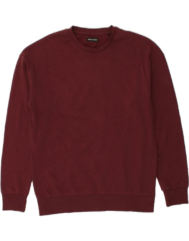 JACK & JONES Mens Sweatshirt Jumper Large Burgundy Cotton Hoodie with Cuffed Sleeves Snug Secure JACK & JONES Mens Sweatshirt Jumper Large Burgundy Cotton Hoodie with Cuffed Sleeves Snug Secure