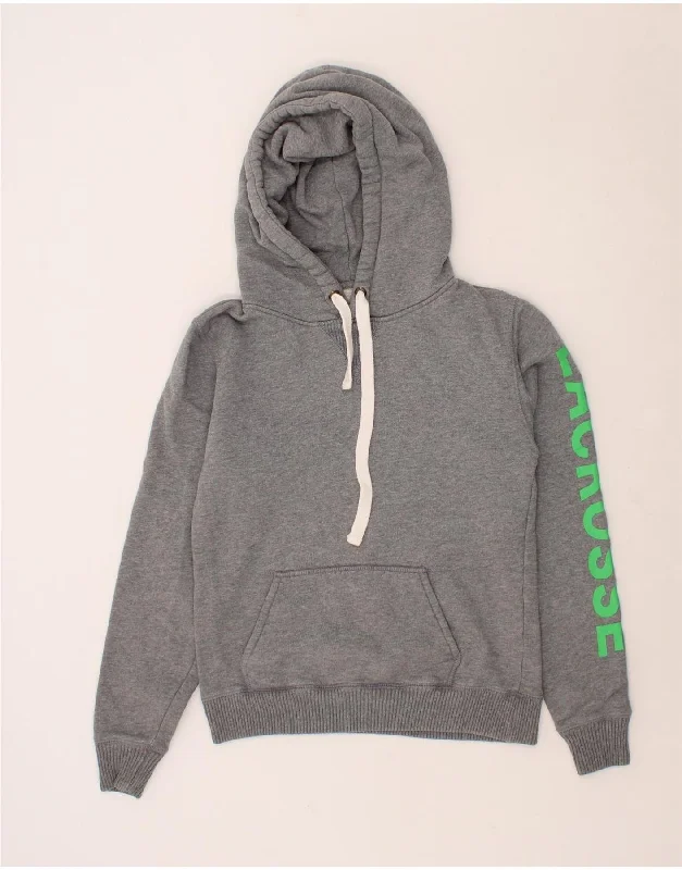 JACK WILLS Womens Graphic Hoodie Jumper UK 10 Small  Grey Cotton Hoodie with Metallic Shiny Futuristic