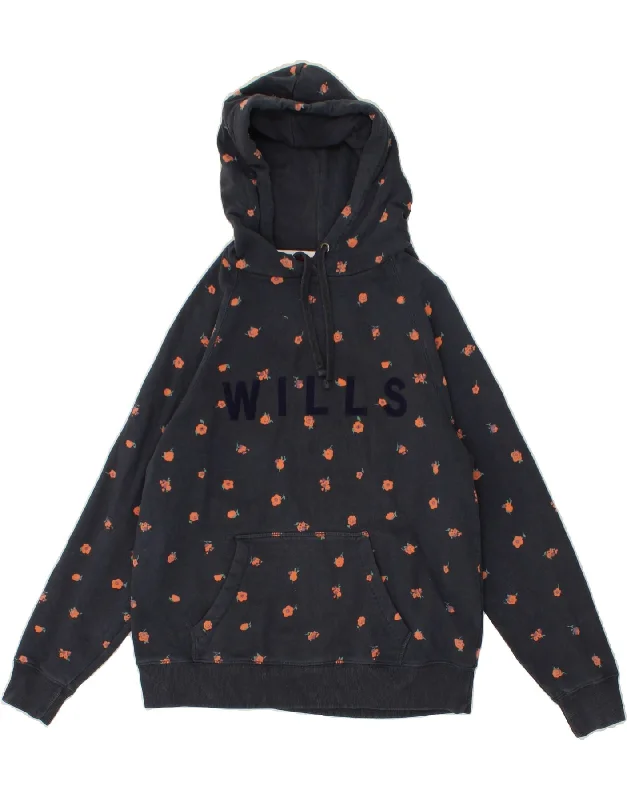 JACK WILLS Womens Graphic Hoodie Jumper UK 14 Large Navy Blue Floral Zip Hoodie Drawstring Kangaroo Pocket JACK WILLS Womens Graphic Hoodie Jumper UK 14 Large Navy Blue Floral Zip Hoodie Drawstring Kangaroo Pocket
