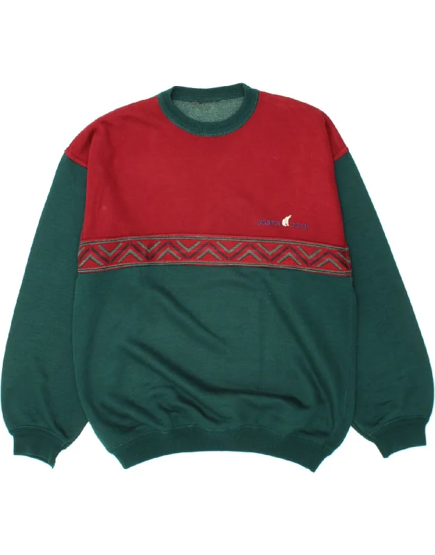 NORTH POLE Mens Sweatshirt Jumper Large Green Colourblock