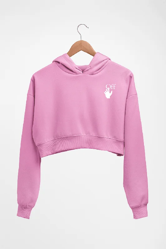 off white Crop HOODIE FOR WOMEN Hoodie with Hem Applique Textured Unique