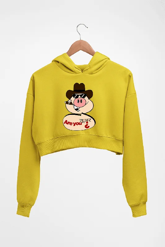 Pig Funny Crop HOODIE FOR WOMEN Hoodie with Batwing Sleeves Loose Dramatic