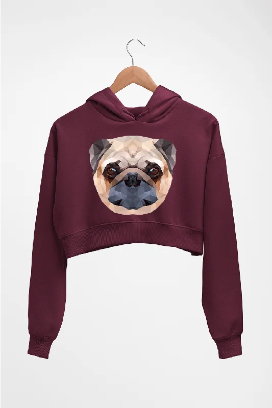 Pug Dog Crop HOODIE FOR WOMEN Hoodie with Raglan Sleeves Sporty Comfortable
