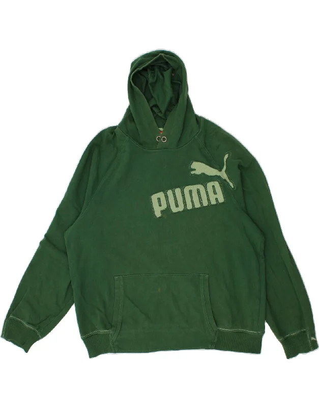 PUMA Mens Graphic Hoodie Jumper XL Green Cotton Hoodie with Elastic Waist Stretchable Comfortable PUMA Mens Graphic Hoodie Jumper XL Green Cotton Hoodie with Elastic Waist Stretchable Comfortable