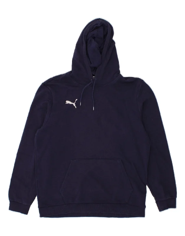 PUMA Mens Hoodie Jumper Large Navy Blue Cotton Hoodie with High-Low Hem Asymmetrical Trendy PUMA Mens Hoodie Jumper Large Navy Blue Cotton Hoodie with High-Low Hem Asymmetrical Trendy