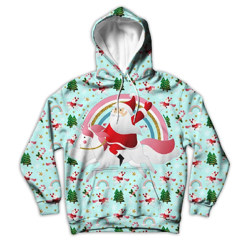 Santa Unicorn Christmas Land Unisex Hoodie Hoodie with Velcro Closure Adjustable Secure Santa Unicorn Christmas Land Unisex Hoodie Hoodie with Velcro Closure Adjustable Secure
