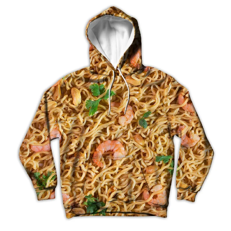 Shrimp Ramen Noodles Unisex Hoodie Hoodie with Front Slit Layering Stylish