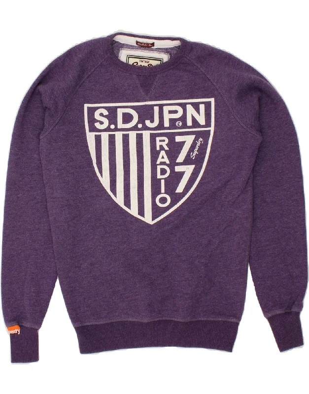 SUPERDRY Mens Graphic Sweatshirt Jumper Small Purple Cotton