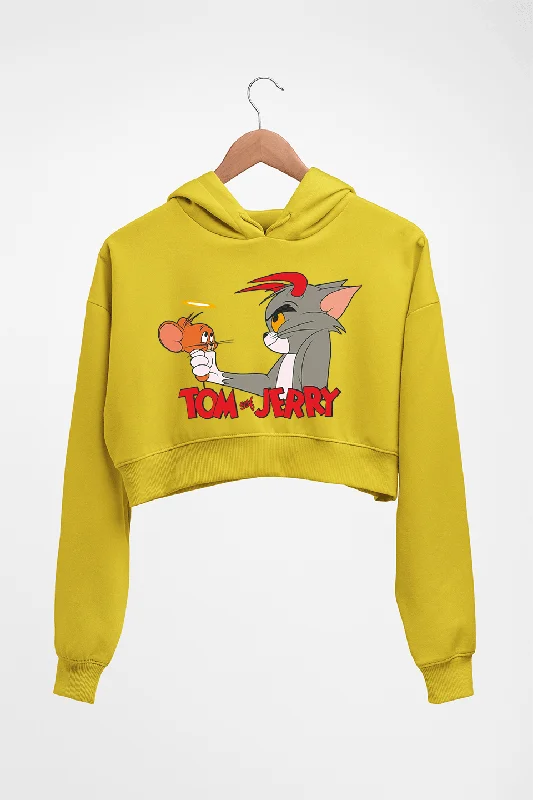 Tom and Jerry Crop HOODIE FOR WOMEN Hoodie with V-Neck Classic Versatile