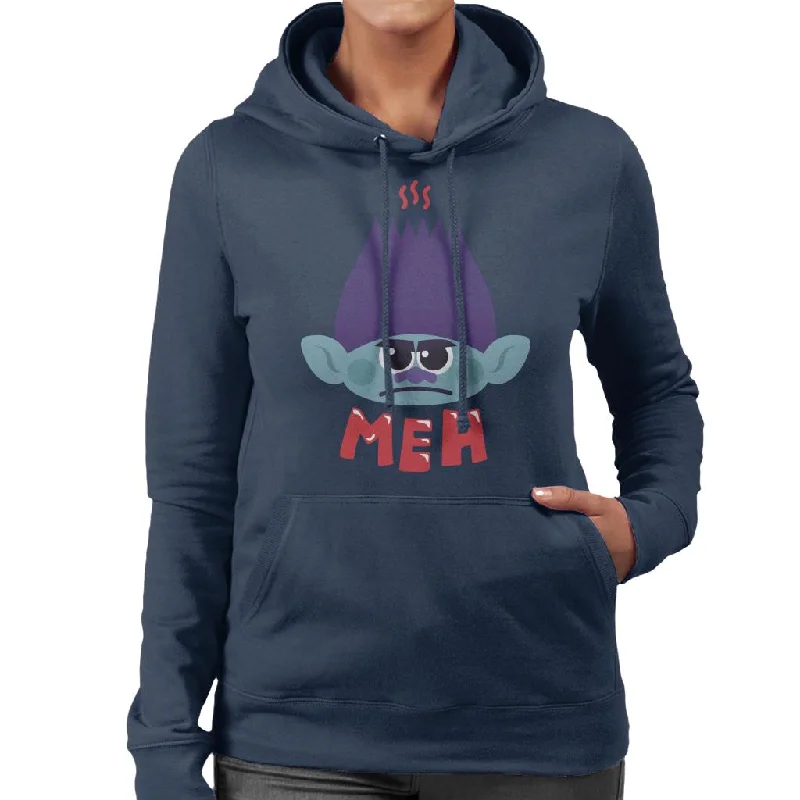 Trolls Branch Meh Women's Hooded Sweatshirt Hoodie with Typography Text Message