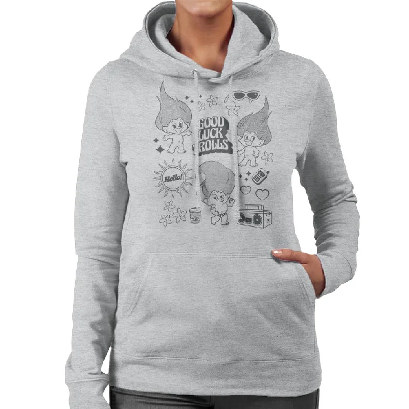 Trolls Hello Good Luck Trolls Dancing Women's Hooded Sweatshirt Hoodie with Monochrome Minimalist Simple Trolls Hello Good Luck Trolls Dancing Women's Hooded Sweatshirt Hoodie with Monochrome Minimalist Simple