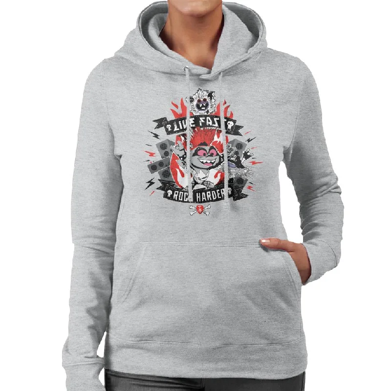 Trolls Live Fast Rock Harder Women's Hooded Sweatshirt Hoodie with Zipper Versatile Modern Trolls Live Fast Rock Harder Women's Hooded Sweatshirt Hoodie with Zipper Versatile Modern