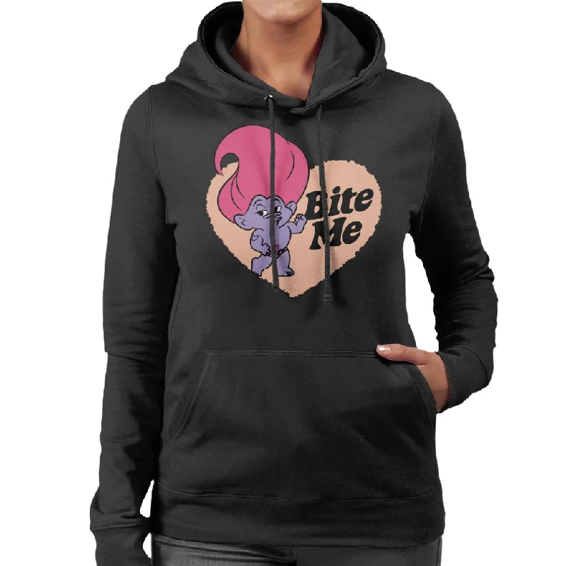 Trolls Loveheart Bite Me Women's Hooded Sweatshirt Hoodie with Drawstring Waist Adjustable Fitted