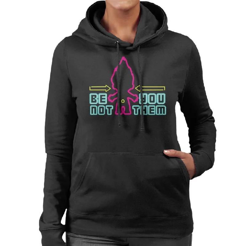 Trolls Neon Silhouette Be You Not Them Women's Hooded Sweatshirt Hoodie with Button Placket Classic Preppy Trolls Neon Silhouette Be You Not Them Women's Hooded Sweatshirt Hoodie with Button Placket Classic Preppy