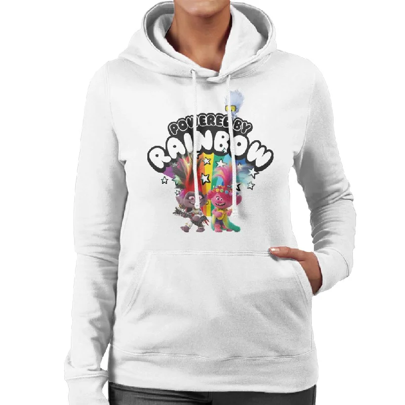 Trolls Powered By Rainbows Women's Hooded Sweatshirt Hoodie with Turtle Neck Cozy Winter Trolls Powered By Rainbows Women's Hooded Sweatshirt Hoodie with Turtle Neck Cozy Winter