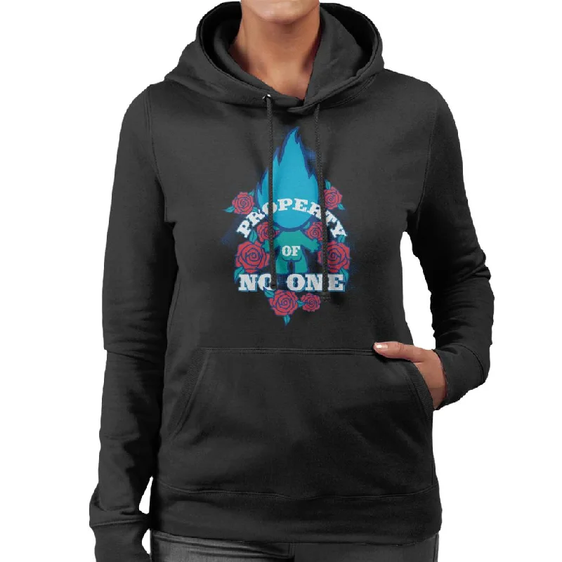 Trolls Roses Property Of No One Women's Hooded Sweatshirt Hoodie with Bell Sleeves Flared Feminine