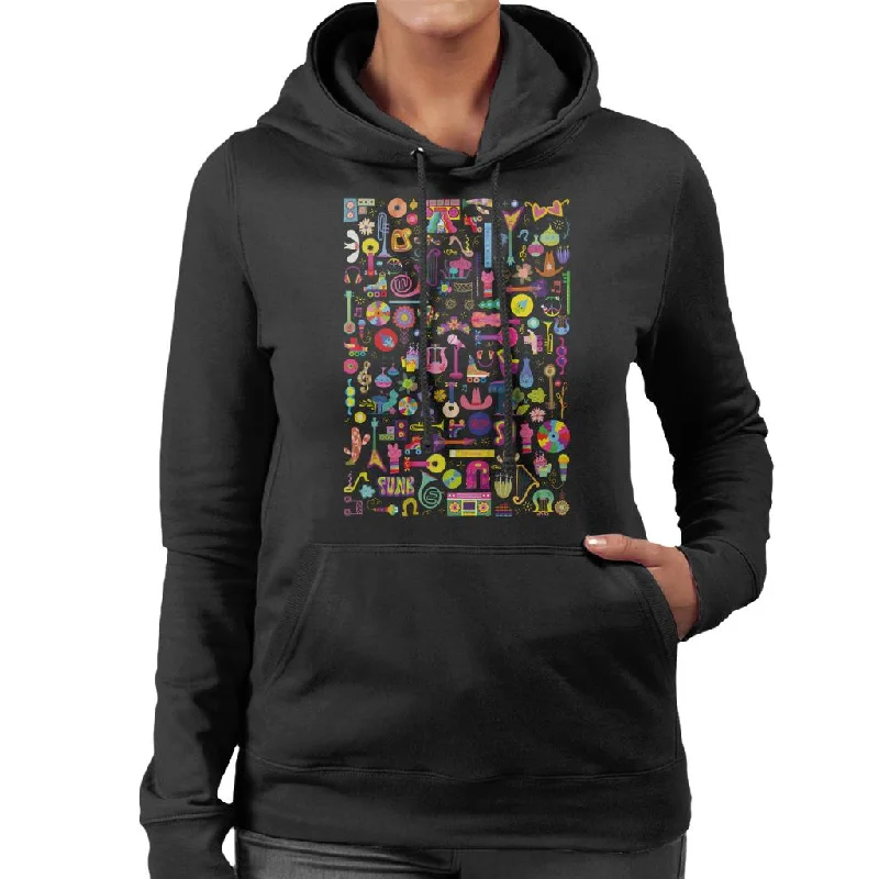 Trolls World Tour Funk Montage Women's Hooded Sweatshirt Hoodie with Slit Hem Functional Movement Trolls World Tour Funk Montage Women's Hooded Sweatshirt Hoodie with Slit Hem Functional Movement