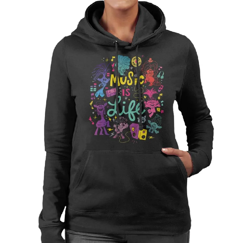 Trolls World Tour Music Is Life Montage Women's Hooded Sweatshirt Hoodie with Hem Ribbing Snug Secure Trolls World Tour Music Is Life Montage Women's Hooded Sweatshirt Hoodie with Hem Ribbing Snug Secure