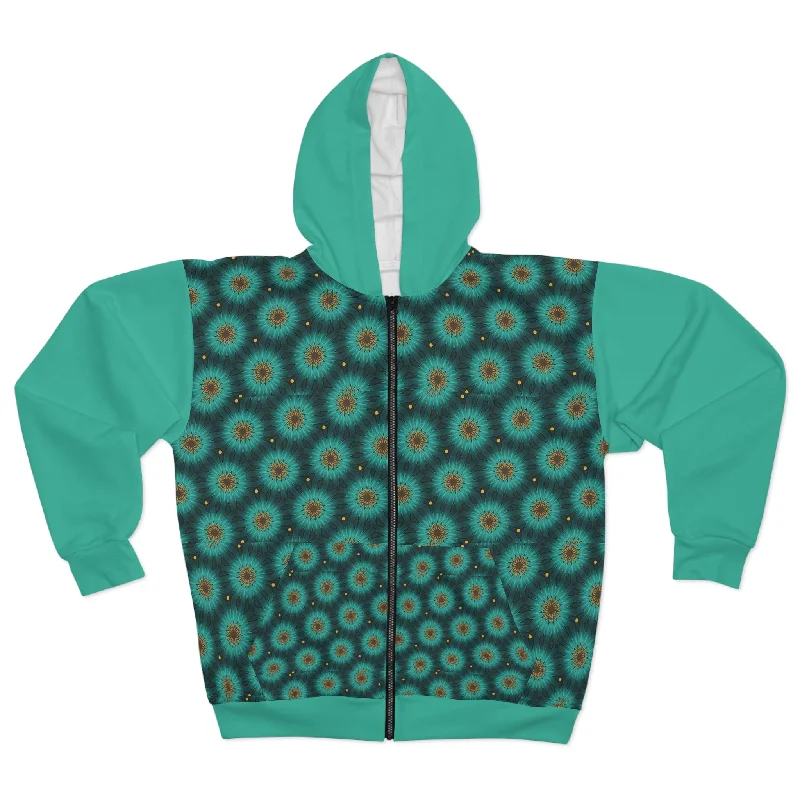 Unisex Zip Hoodie (AOP) Hoodie with Neon Bright Vibrant