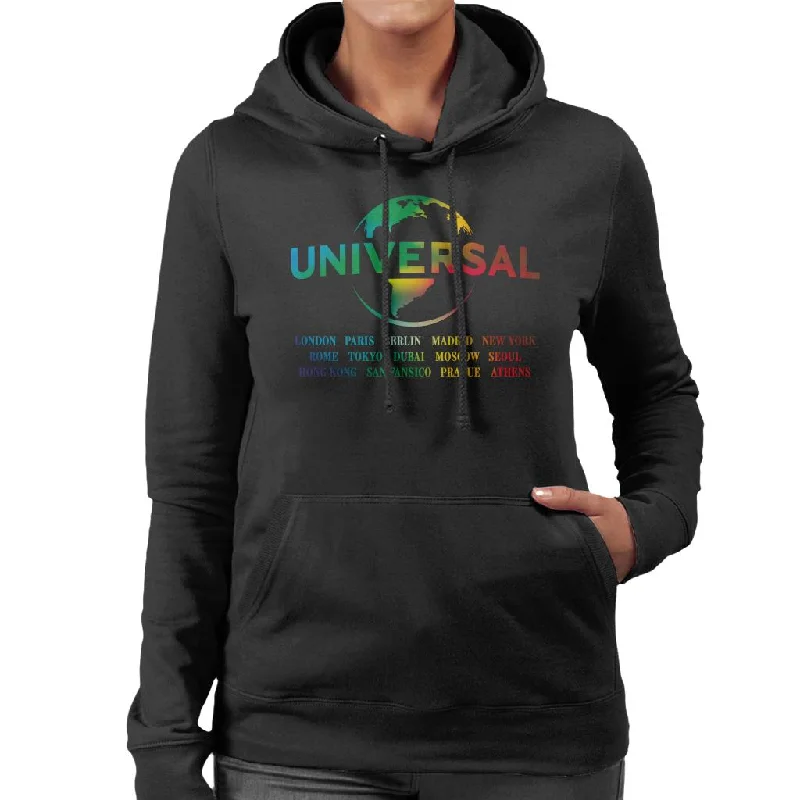 Universal Pictures Rainbow Logo Locations Women's Hooded Sweatshirt