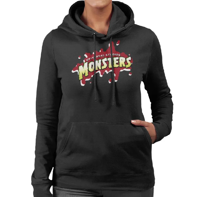 Universal Studio Monsters Blood Logo Women's Hooded Sweatshirt Hoodie with Strings Custom Fit Adjustable