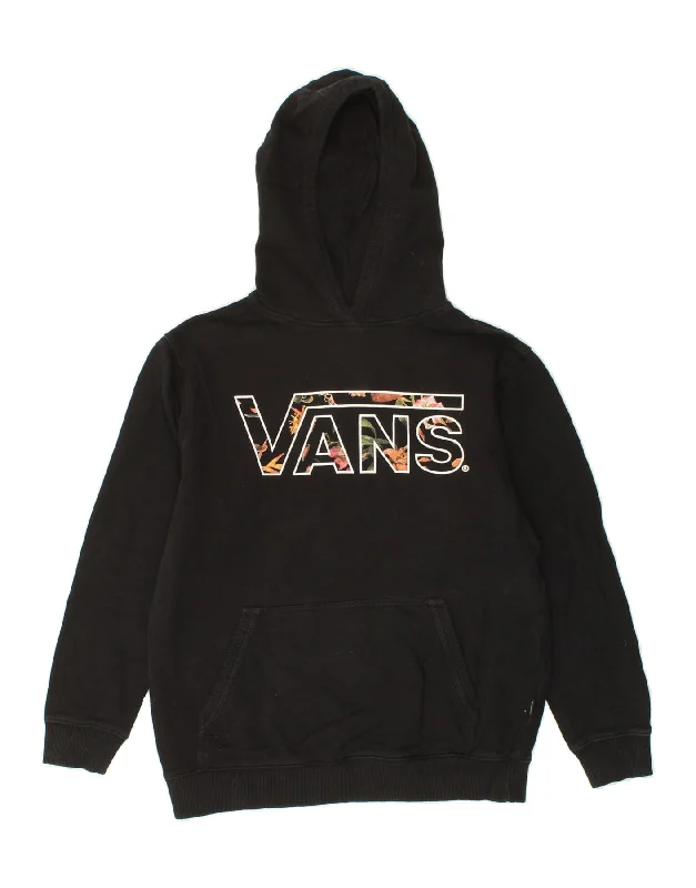 VANS Womens Graphic Hoodie Jumper UK 14 Large Black Cotton Hoodie with Pastel Soft Subtle VANS Womens Graphic Hoodie Jumper UK 14 Large Black Cotton Hoodie with Pastel Soft Subtle