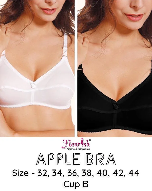 Pack of 2 - Apple Bra - Flourish - Non Padded & Non Wired Cotton Basic Bra Supportive Wireless Bra Pack of 2 - Apple Bra - Flourish - Non Padded & Non Wired Cotton Basic Bra Supportive Wireless Bra