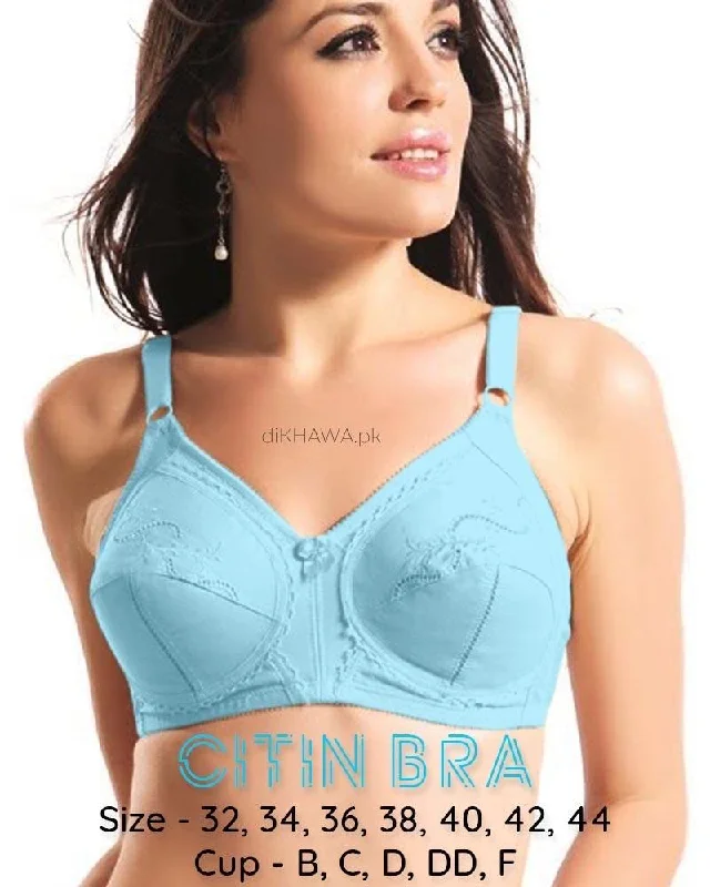 Citin Bra - Flourish - Black Bra - Non Padded & Non Wired Bra - Minimizer Bra Sports Support Bra