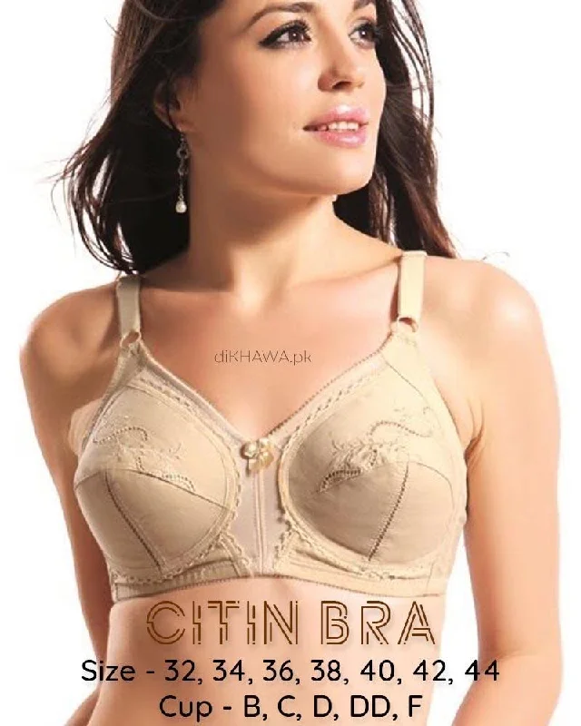 Citin Bra - Flourish - Skin Bra - Non Padded & Non Wired Bra - Minimizer Bra Chic Lace Bralette