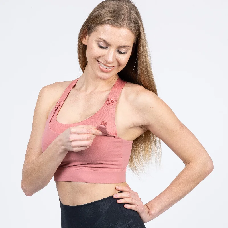 Venice High Impact Full Coverage Nursing Sports Bra (Peach Blossom) Elegant Lace Lingerie