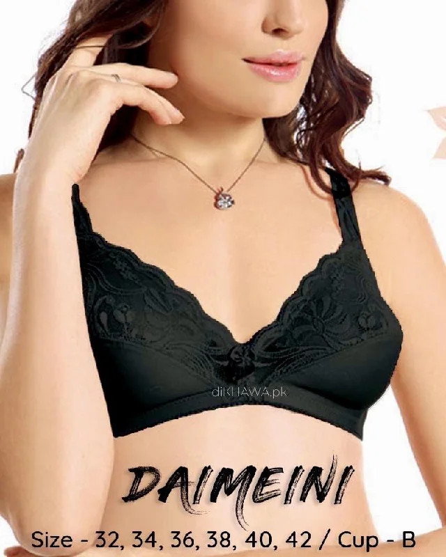Daimeini Bra - Flourish Bra - Non Padded Non Wired Soft Net Bra Jersey & Spandex Bra Push-Up Bra Set