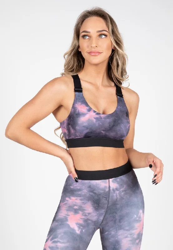 Gorilla Wear Colby Sport Bra - Grey/Pink Floral Lace Bra