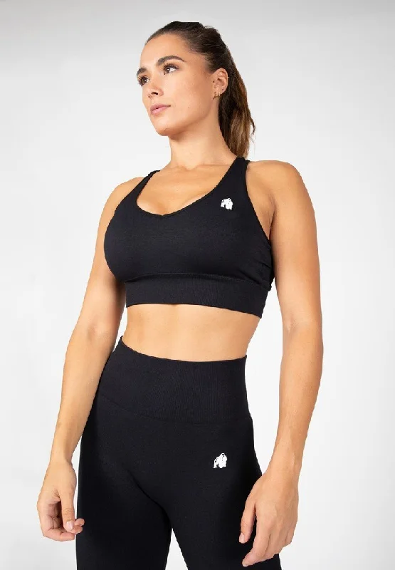Gorilla Wear Hilton Seamless Sports Bra - Black Full Coverage Bra