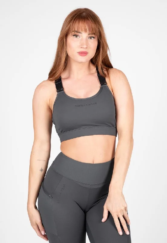 Gorilla Wear Monroe Sports Bra - Grey Stretchy Wireless Bra