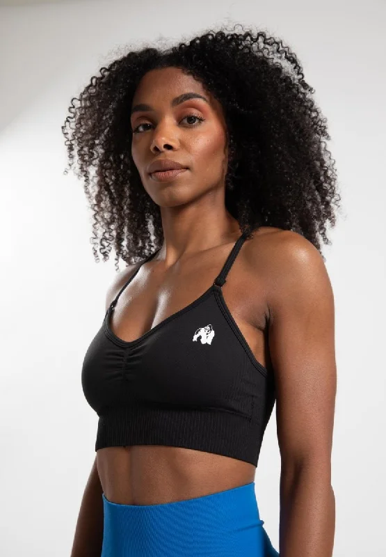 Gorilla Wear Olivia Seamless Sports Bra - Black Soft Cup Bralette