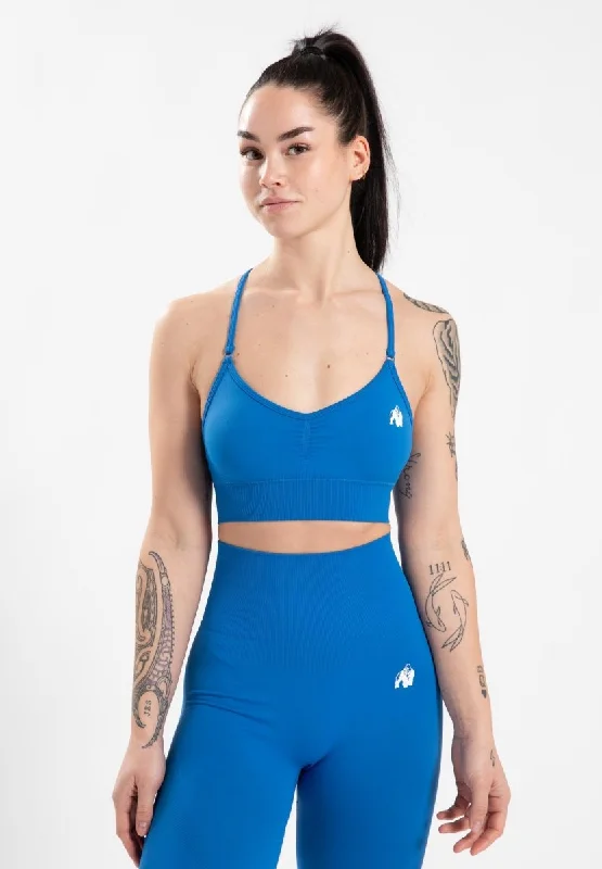 Gorilla Wear Olivia Seamless Sports Bra - Blue Lace Back Bra