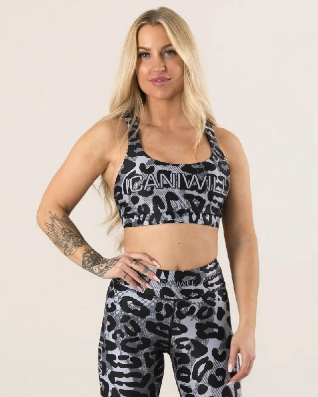 ICIW Animal Sports Bra - Grey Trendy Lace Bra