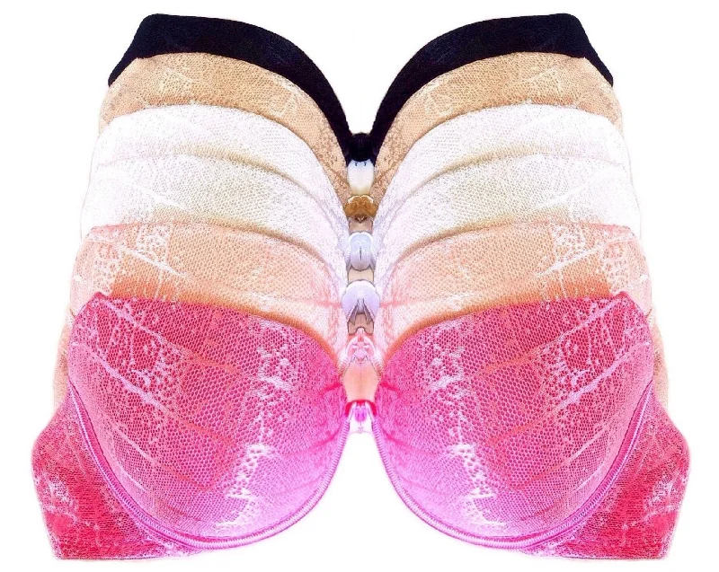 Jacquard Full Coverage Bras with Sheer Wing