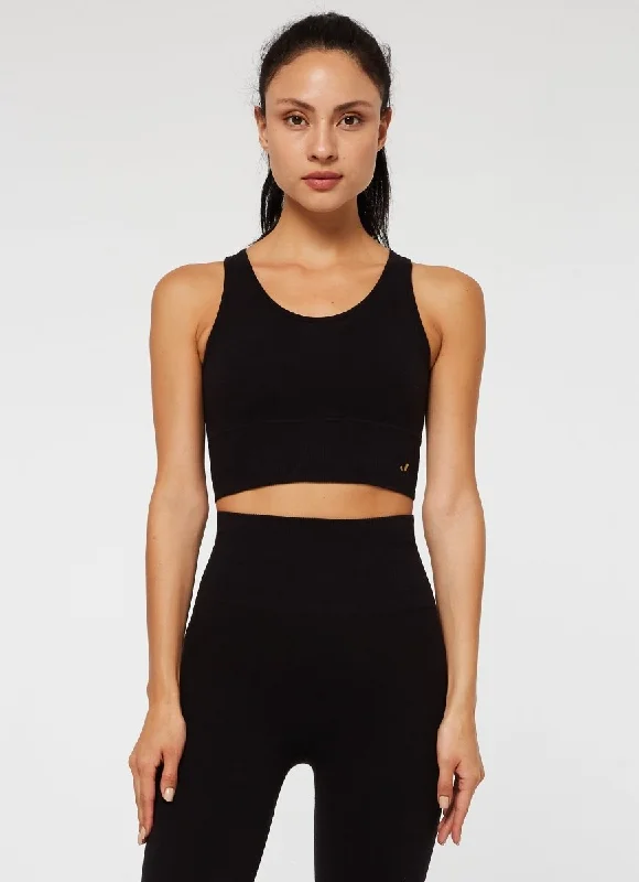 Jerf Luz Seamless Sports Bra - Black Soft Lace Bralette