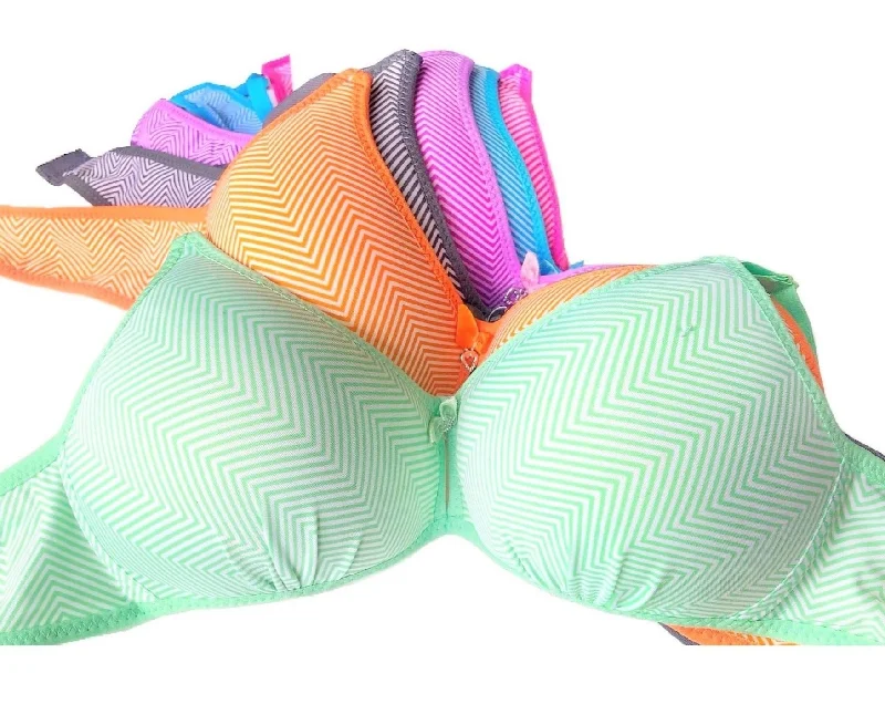 Chevron Detailed Wireless Lounge Bras Soft Mesh Bra