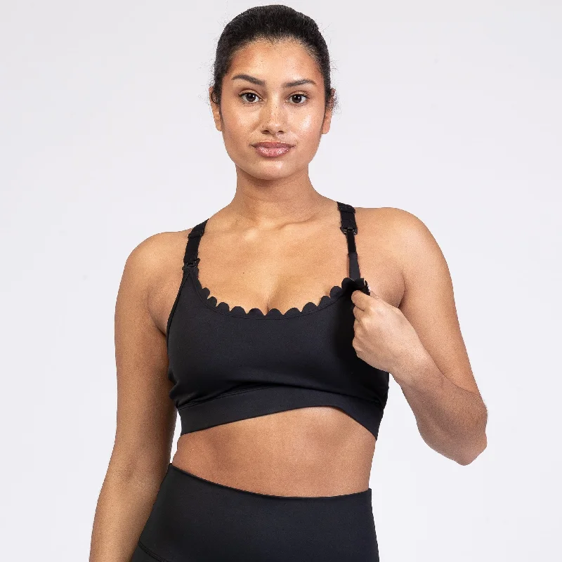 Lucie - HIIT Scalloped High Impact Nursing Sports Bra (Noir) Simple Wireless Bra