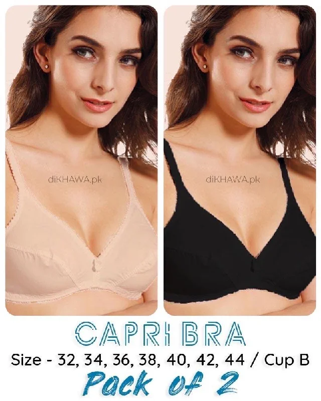 Pack of 2 - Capri Bra - Flourish - Non Padded & Non Wired Basic Cotton Bra Full Coverage Bralette Pack of 2 - Capri Bra - Flourish - Non Padded & Non Wired Basic Cotton Bra Full Coverage Bralette